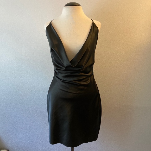 Want My Look Black Satin Dress Size Small - Picture 1 of 8